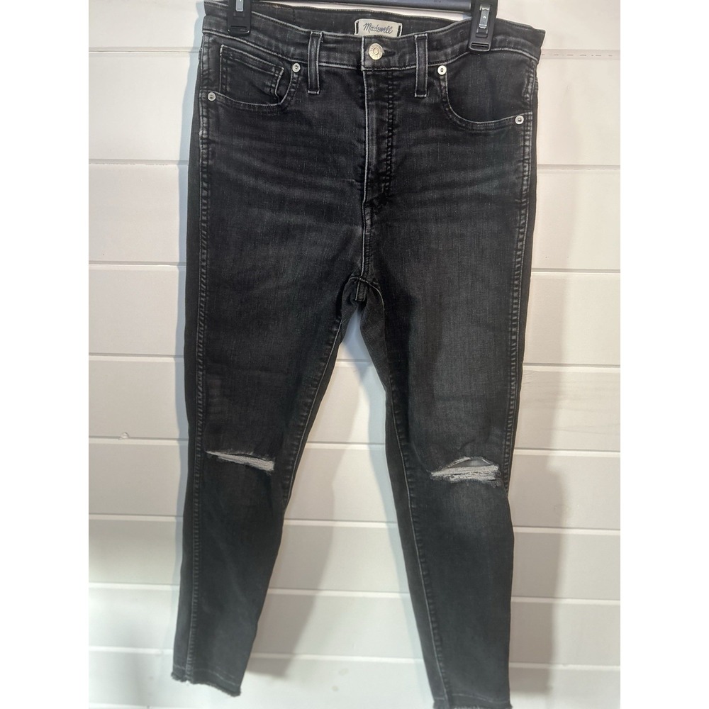 Madewell Women's Black High Rise Skinny Jeans Size 30Tall Frayed Hem